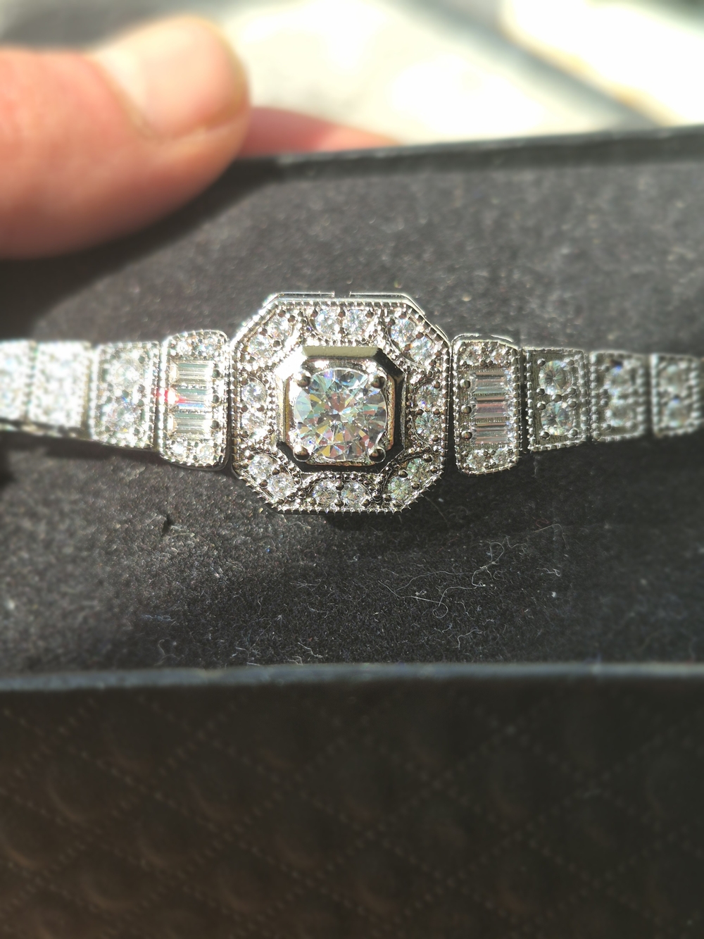 VVS1 2.5 Carat Total Baguette&Round Brilliant Cut Moissanite Bracelet 6.89 Inch*